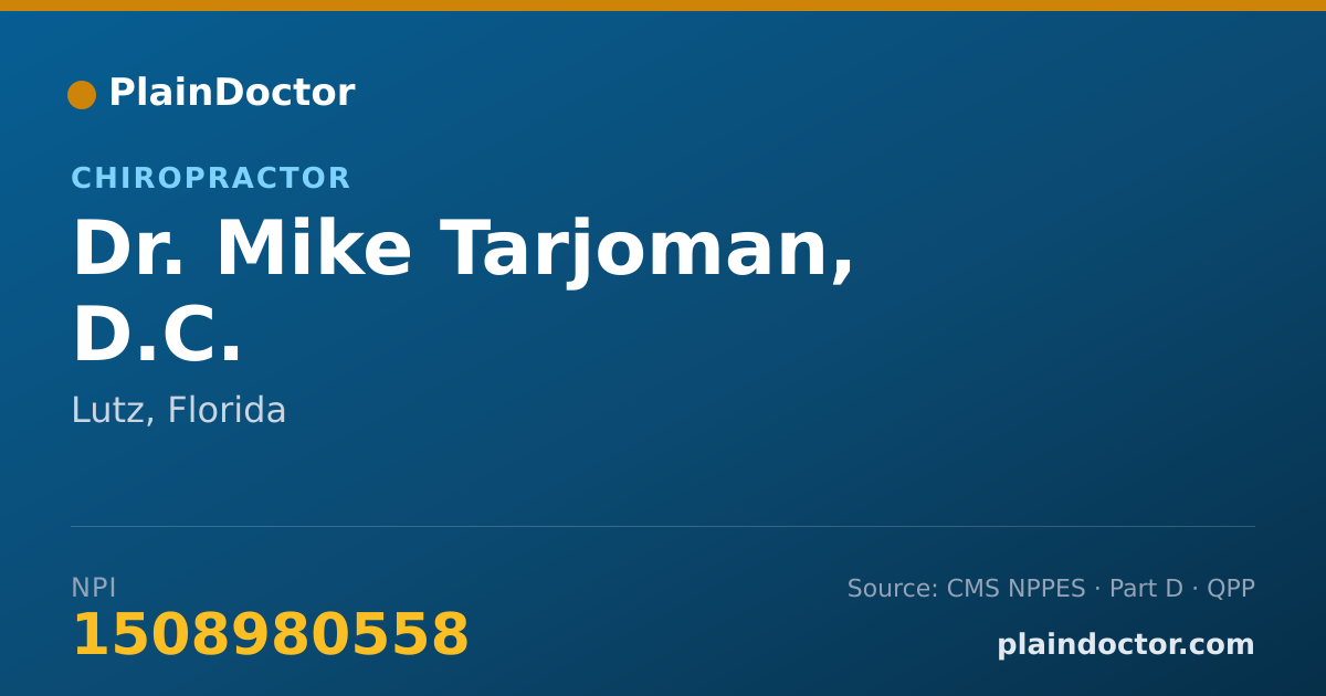 Shareable card for Mike Tarjoman, D.C. - Chiropractor, Lutz, FL