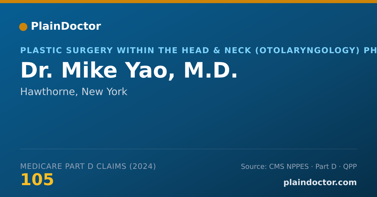 Shareable card for Mike Yao, M.D. - Otolaryngology Physician, Hawthorne, NY