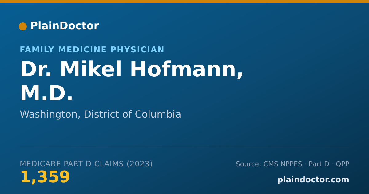 Shareable card for Mikel Hofmann, M.D. - Family Medicine Physician, Washington, DC