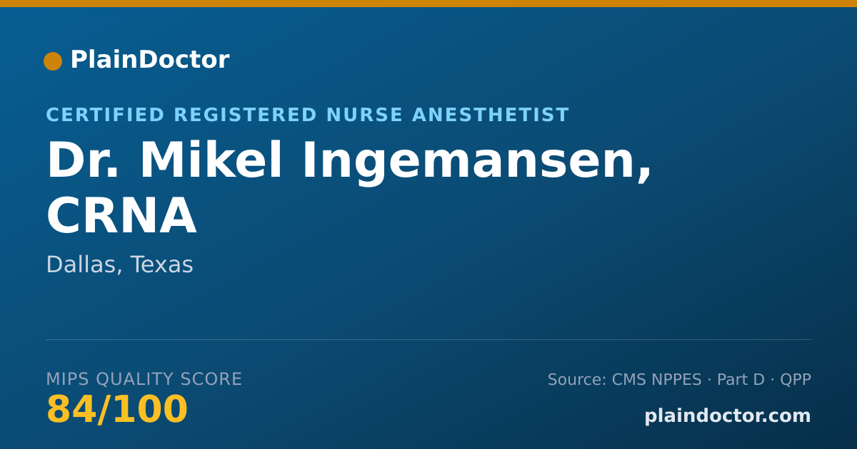 Shareable card for Mikel Ingemansen, CRNA - Certified Registered Nurse Anesthetist, Dallas, TX