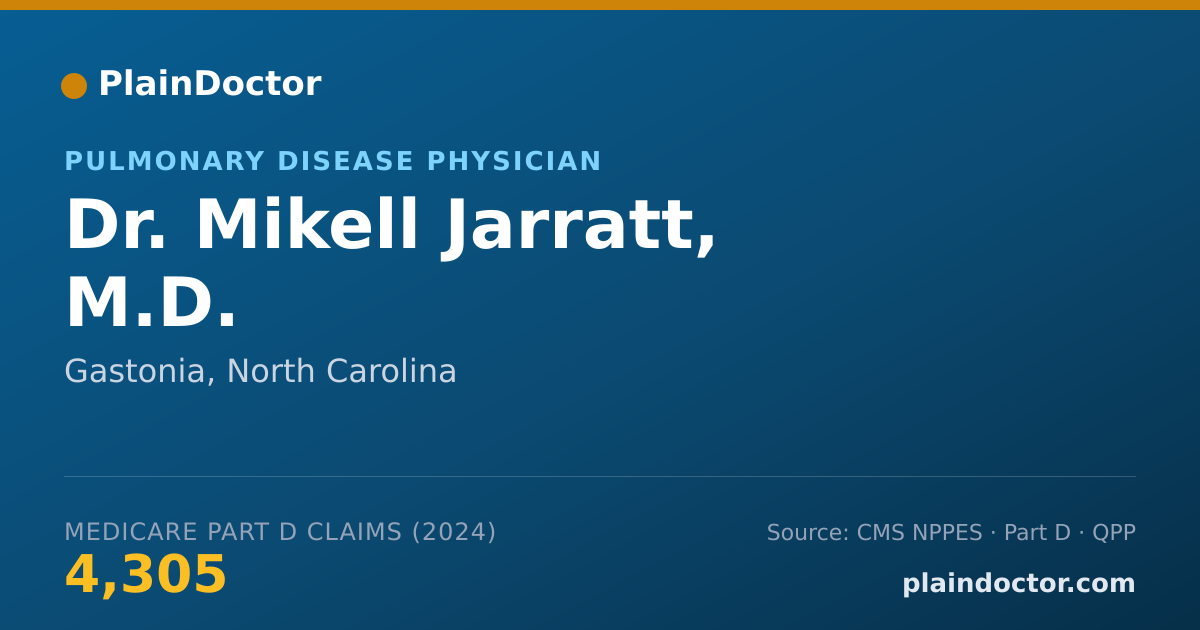 Shareable card for Mikell Jarratt, M.D. - Pulmonary Disease Physician, Gastonia, NC