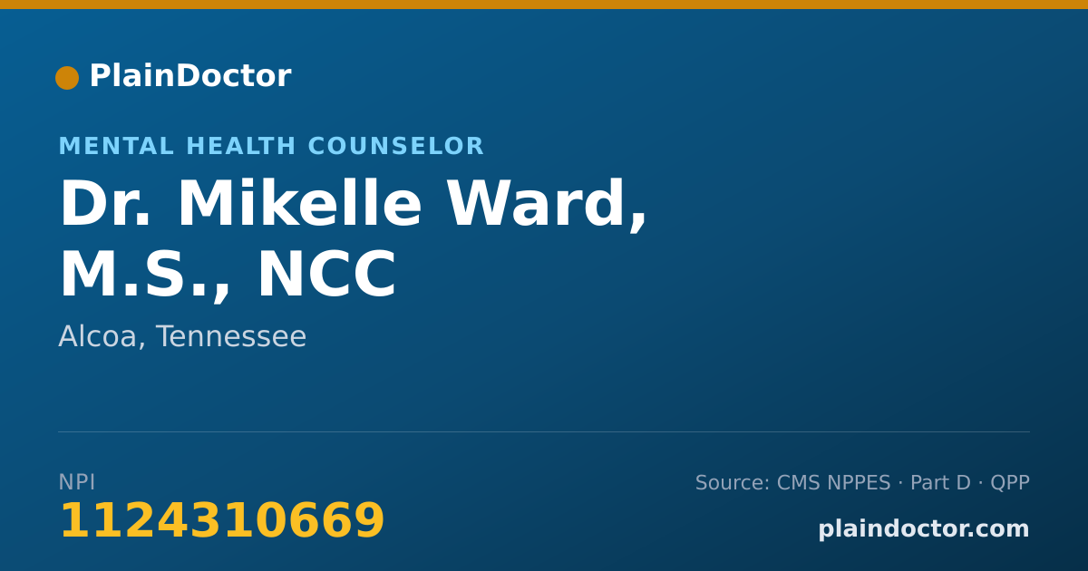 Shareable card for Mikelle Ward, M.S., NCC - Mental Health Counselor, Alcoa, TN