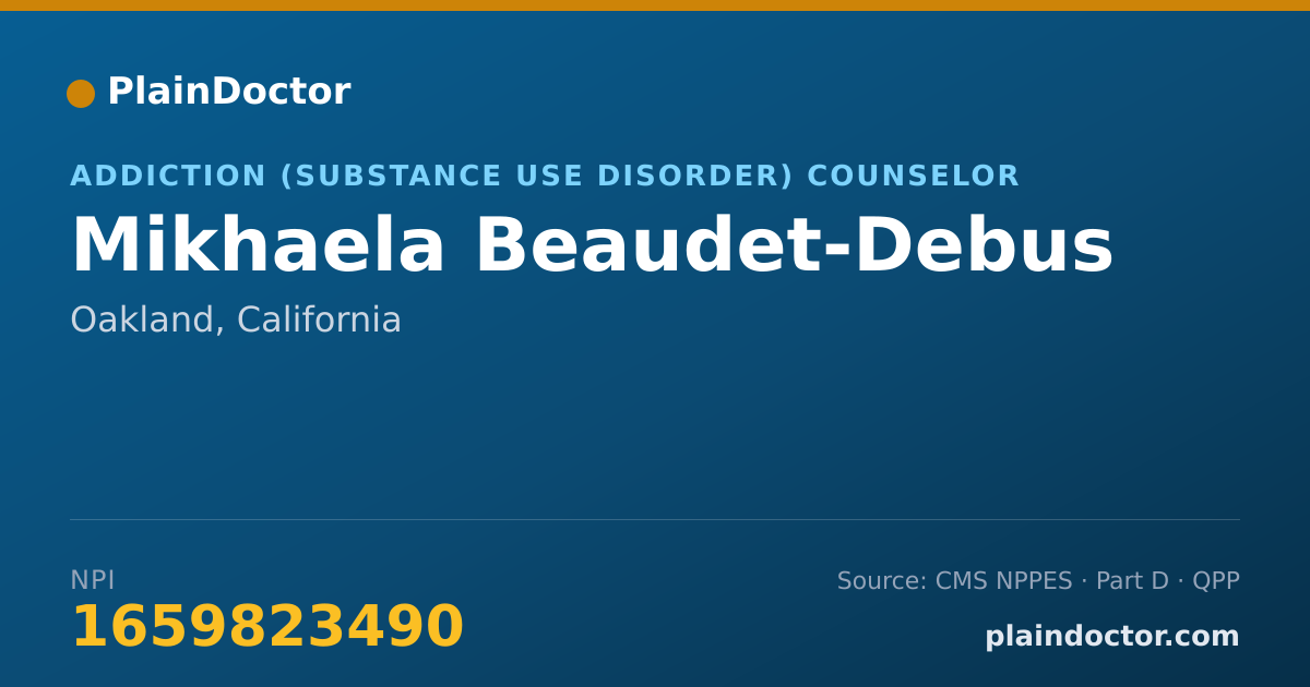 Shareable card for Mikhaela Beaudet-Debus - Addiction (Substance Use Disorder) Counselor, Oakland, CA