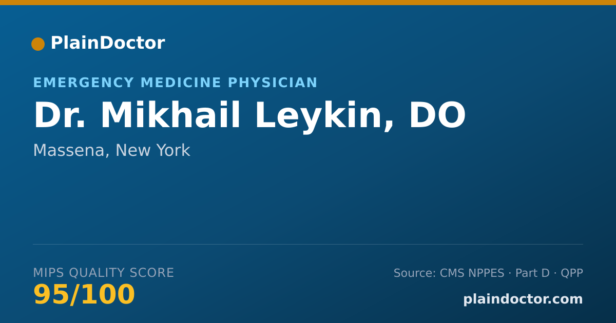 Shareable card for Mikhail Leykin, DO - Emergency Medicine Physician, Massena, NY