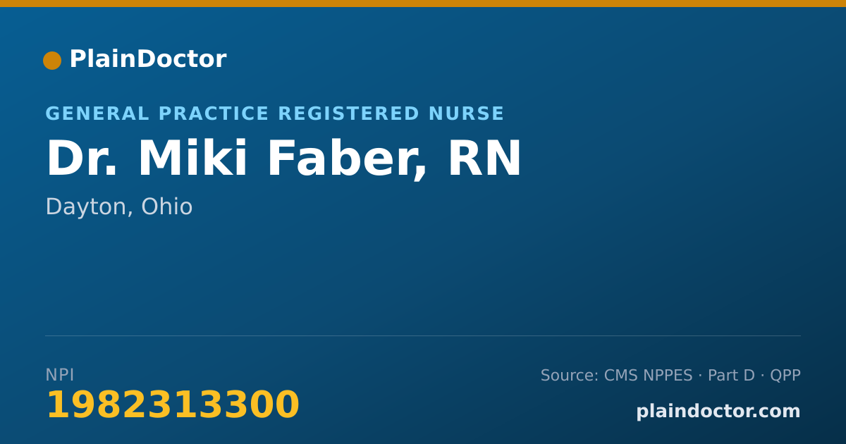 Shareable card for Miki Faber, RN - General Practice Registered Nurse, Dayton, OH