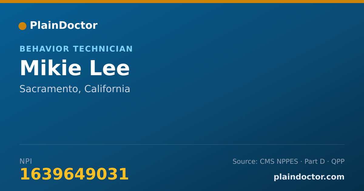 Shareable card for Mikie Lee - Behavior Technician, Sacramento, CA