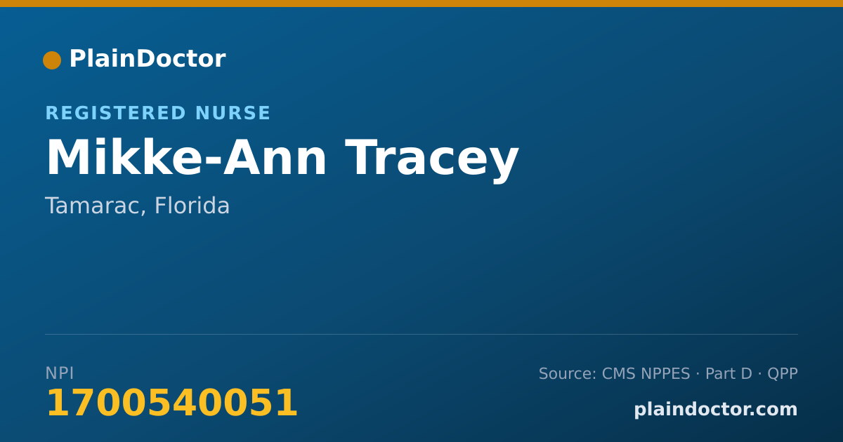 Shareable card for Mikke-Ann Tracey - Registered Nurse, Tamarac, FL