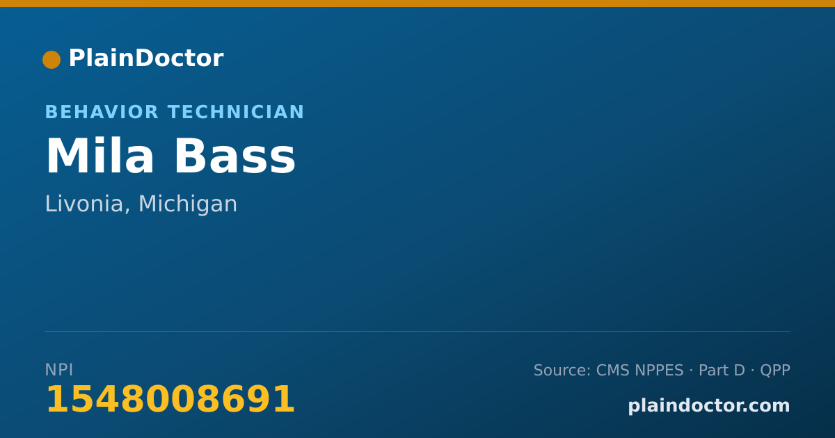 Shareable card for Mila Bass - Behavior Technician, Livonia, MI