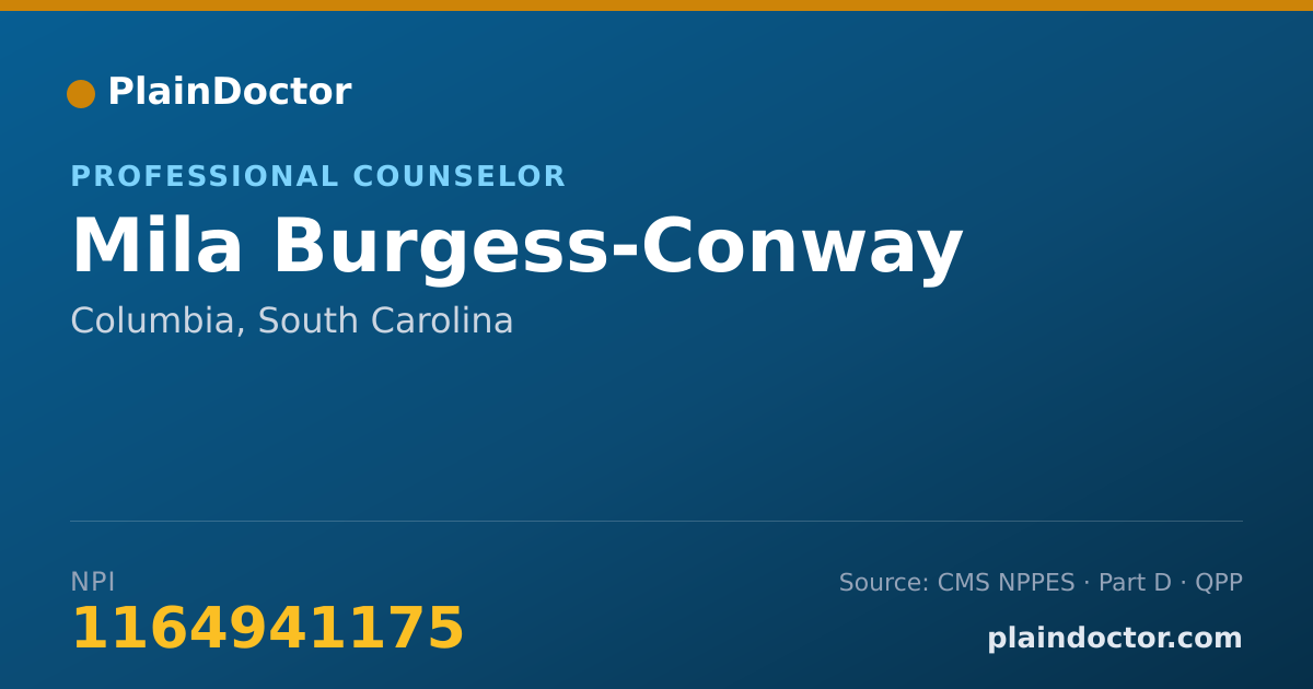 Shareable card for Mila Burgess-Conway - Professional Counselor, Columbia, SC
