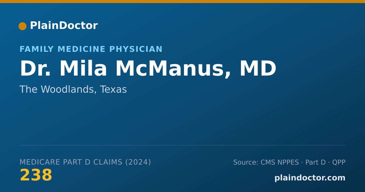 Shareable card for Mila McManus, MD - Family Medicine Physician, The Woodlands, TX