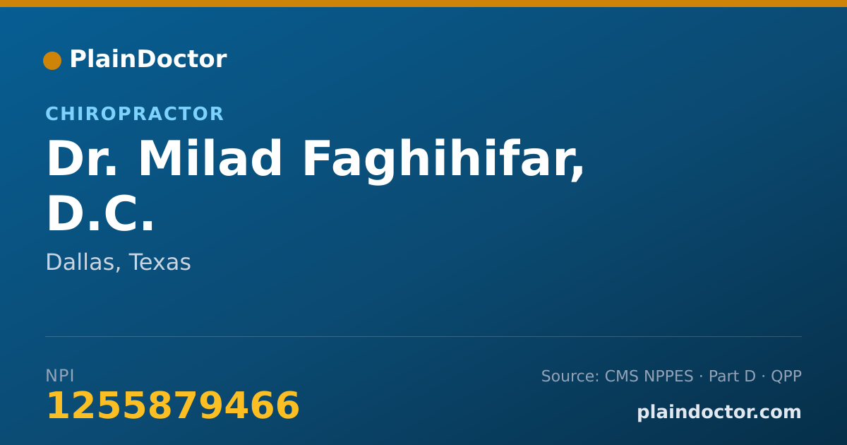Shareable card for Milad Faghihifar, D.C. - Chiropractor, Dallas, TX