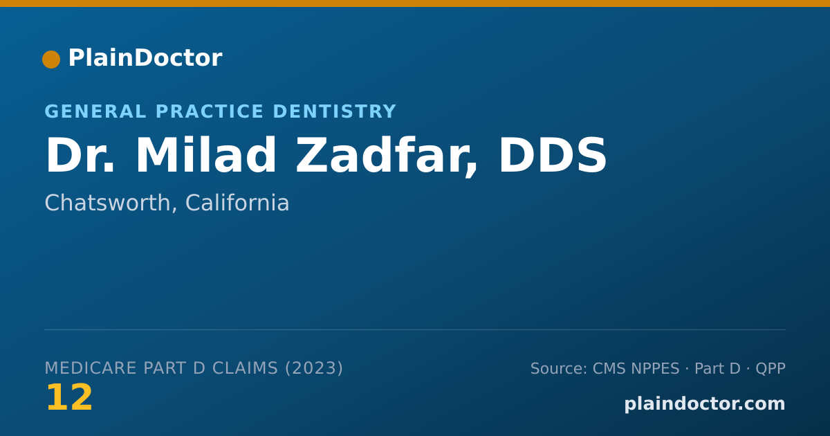Shareable card for Milad Zadfar, DDS - General Practice Dentistry, Chatsworth, CA