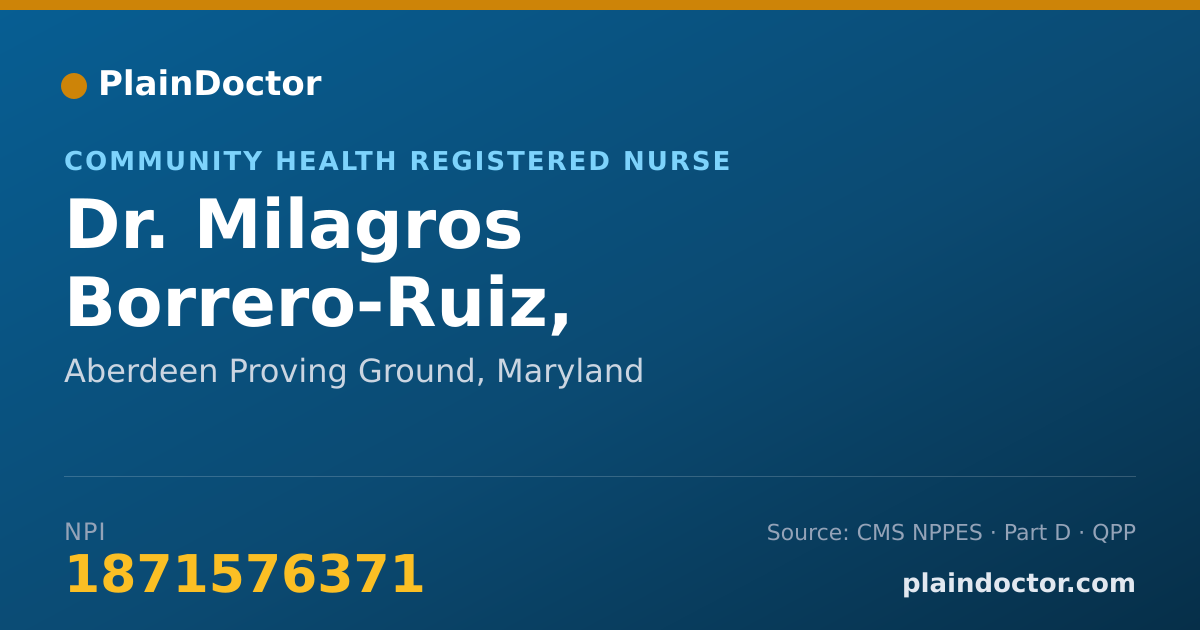 Shareable card for Milagros Borrero-Ruiz, REGISTERED NURSE - Community Health Registered Nurse, Aberdeen Proving Ground, MD