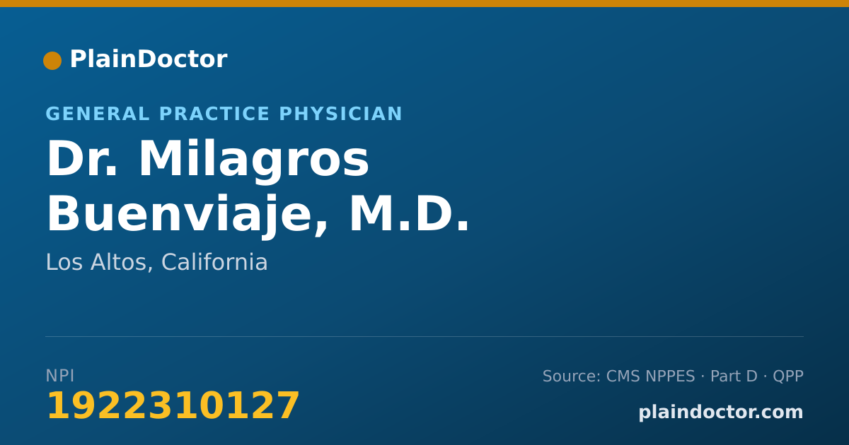 Shareable card for Milagros Buenviaje, M.D. - General Practice Physician, Los Altos, CA