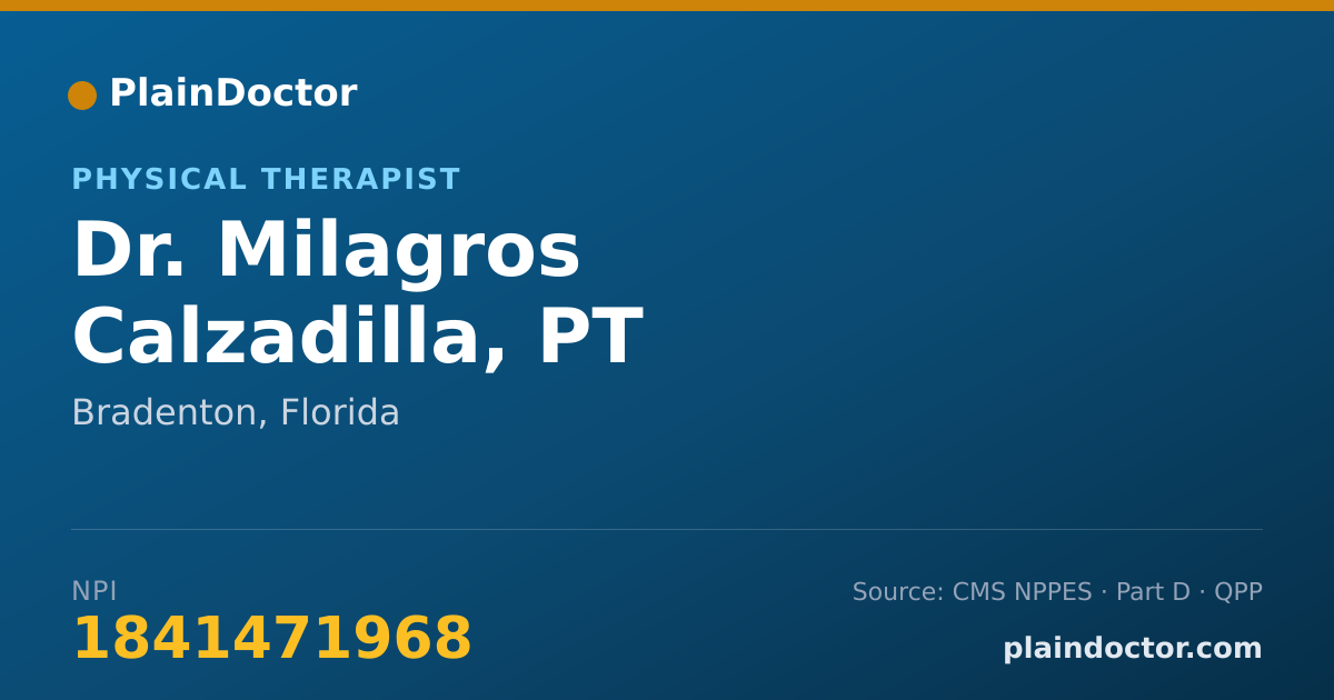 Shareable card for Milagros Calzadilla, PT - Physical Therapist, Bradenton, FL