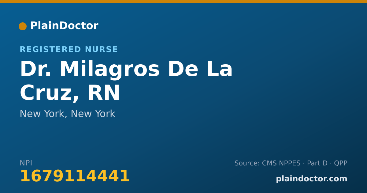 Shareable card for Milagros De La Cruz, RN - Registered Nurse, New York, NY
