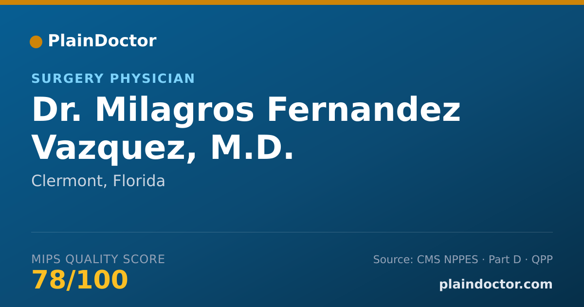 Shareable card for Milagros Fernandez Vazquez, M.D. - Surgery Physician, Clermont, FL