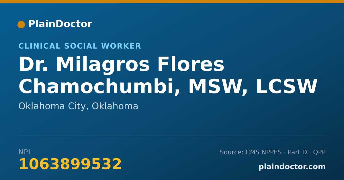 Shareable card for Milagros Flores Chamochumbi, MSW, LCSW - Clinical Social Worker, Oklahoma City, OK