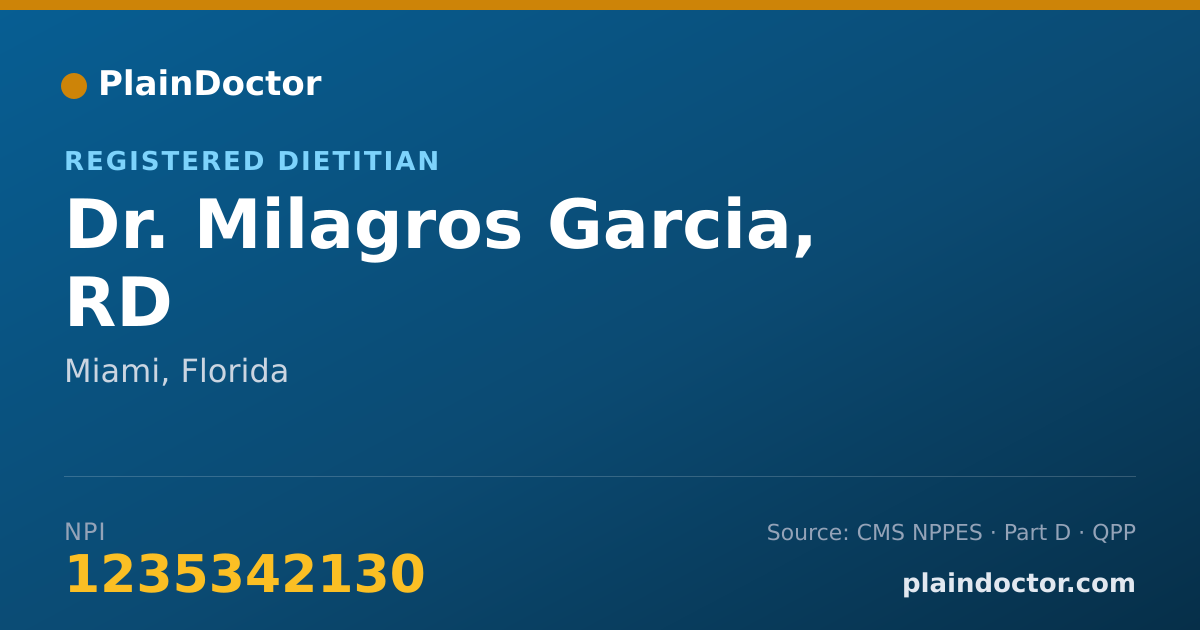 Shareable card for Milagros Garcia, RD - Registered Dietitian, Miami, FL