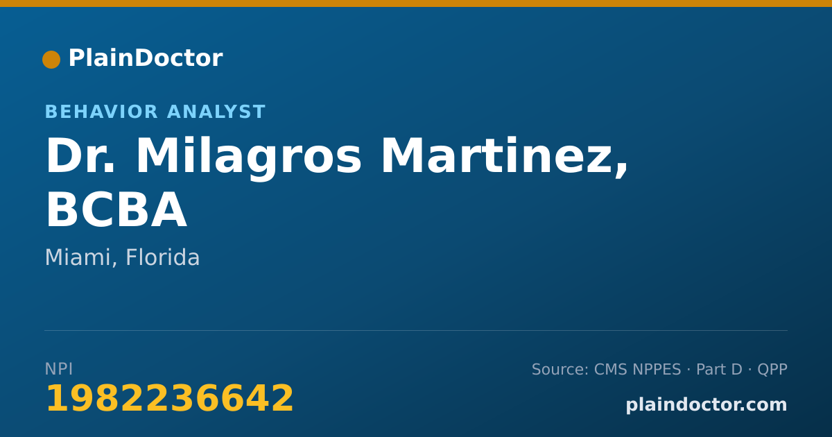 Shareable card for Milagros Martinez, BCBA - Behavior Analyst, Miami, FL