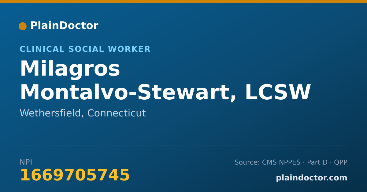 Shareable card for Milagros Montalvo-Stewart, LCSW - Clinical Social Worker, Wethersfield, CT