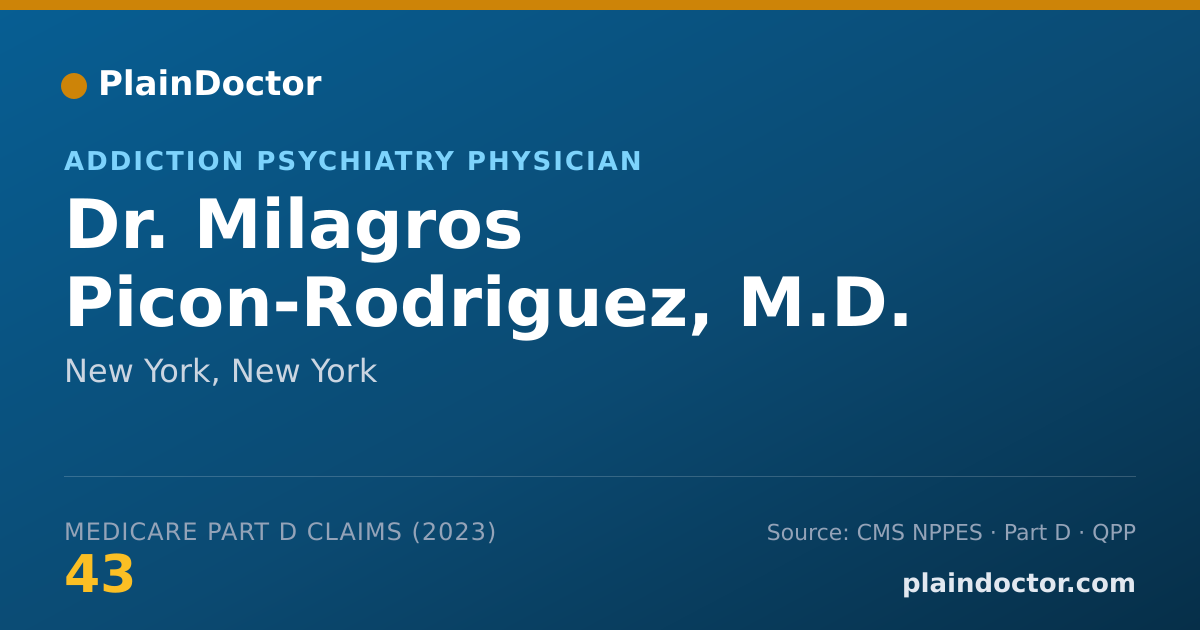 Shareable card for Milagros Picon-Rodriguez, M.D. - Addiction Psychiatry Physician, New York, NY