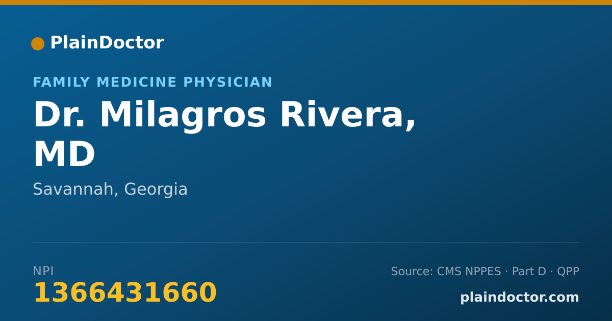 Shareable card for Milagros Rivera, MD - Family Medicine Physician, Savannah, GA