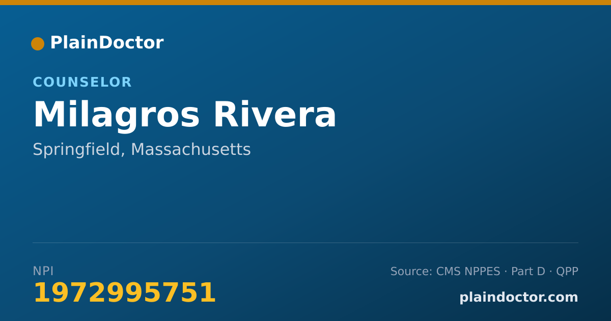 Shareable card for Milagros Rivera - Counselor, Springfield, MA