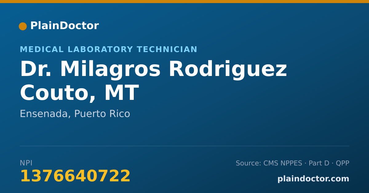 Shareable card for Milagros Rodriguez Couto, MT - Medical Laboratory Technician, Ensenada, PR