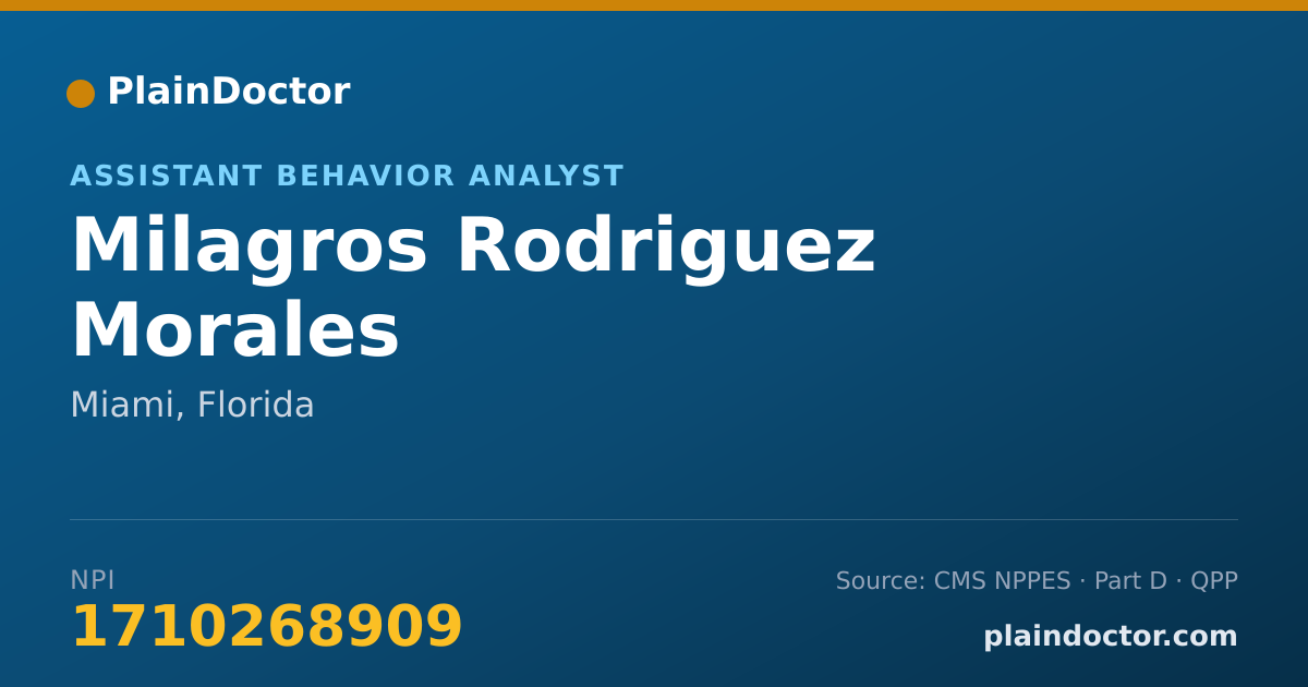 Shareable card for Milagros Rodriguez Morales - Assistant Behavior Analyst, Miami, FL