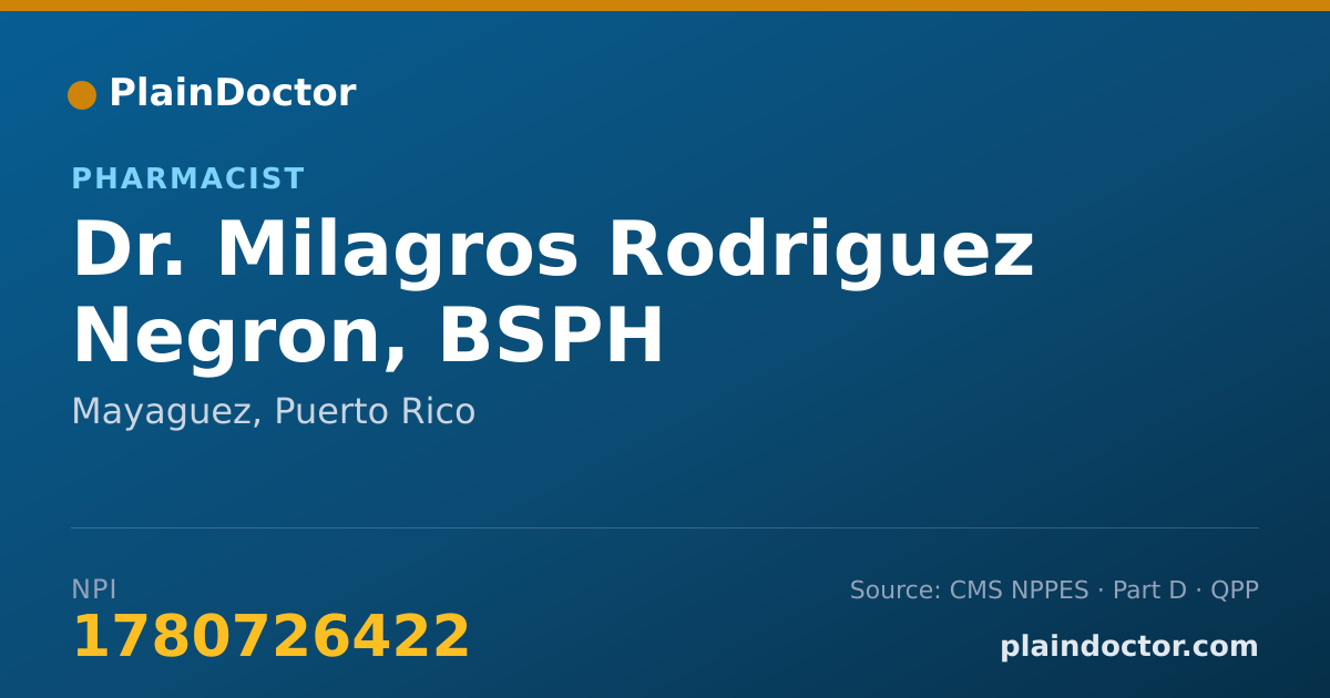 Shareable card for Milagros Rodriguez Negron, BSPH - Pharmacist, Mayaguez, PR