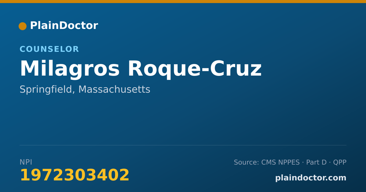 Shareable card for Milagros Roque-Cruz - Counselor, Springfield, MA