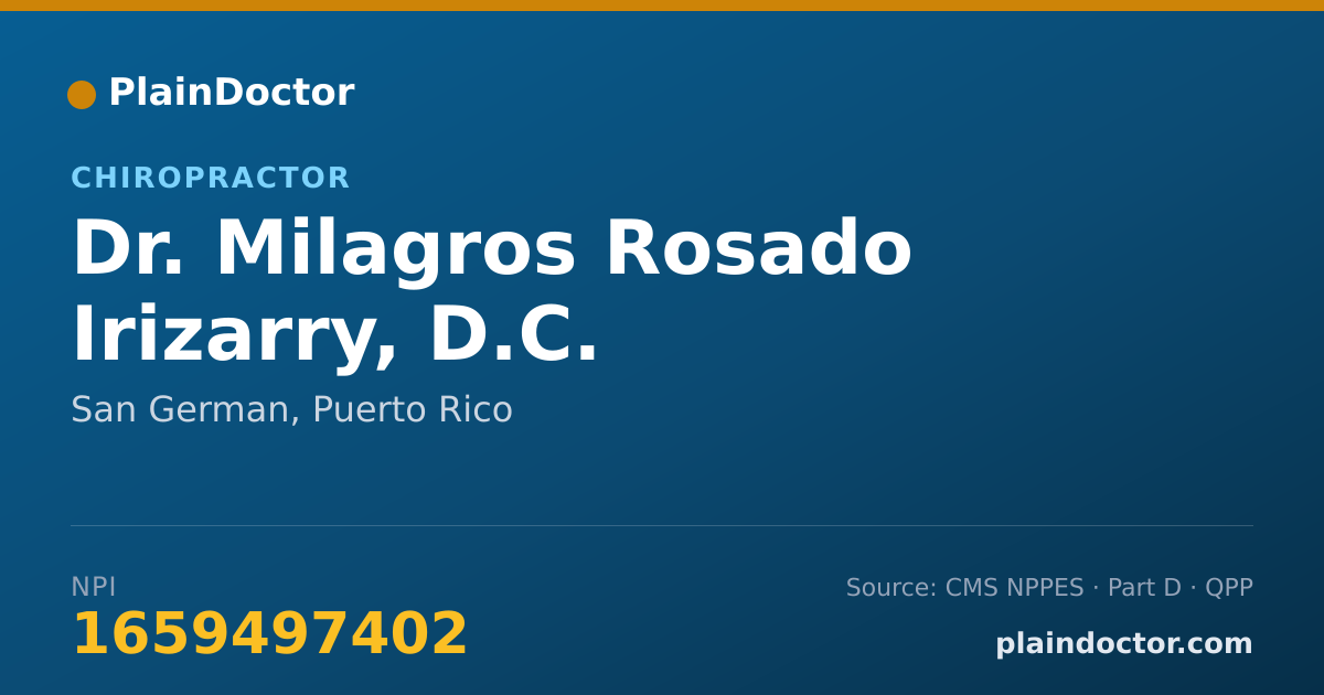 Shareable card for Milagros Rosado Irizarry, D.C. - Chiropractor, San German, PR