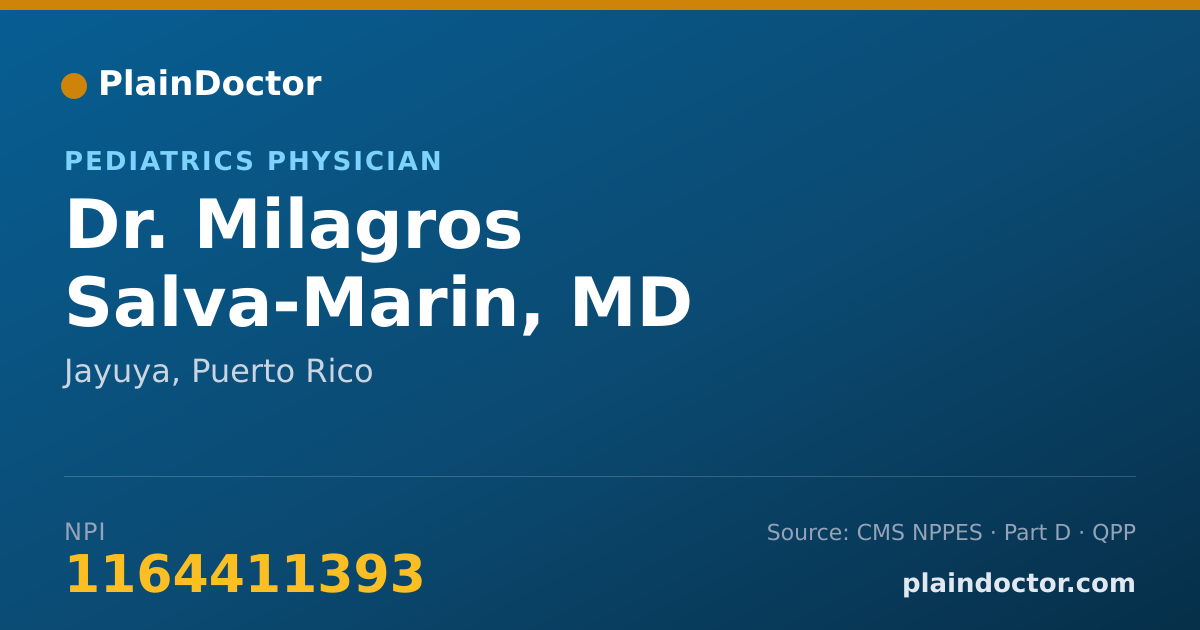 Shareable card for Milagros Salva-Marin, MD - Pediatrics Physician, Jayuya, PR