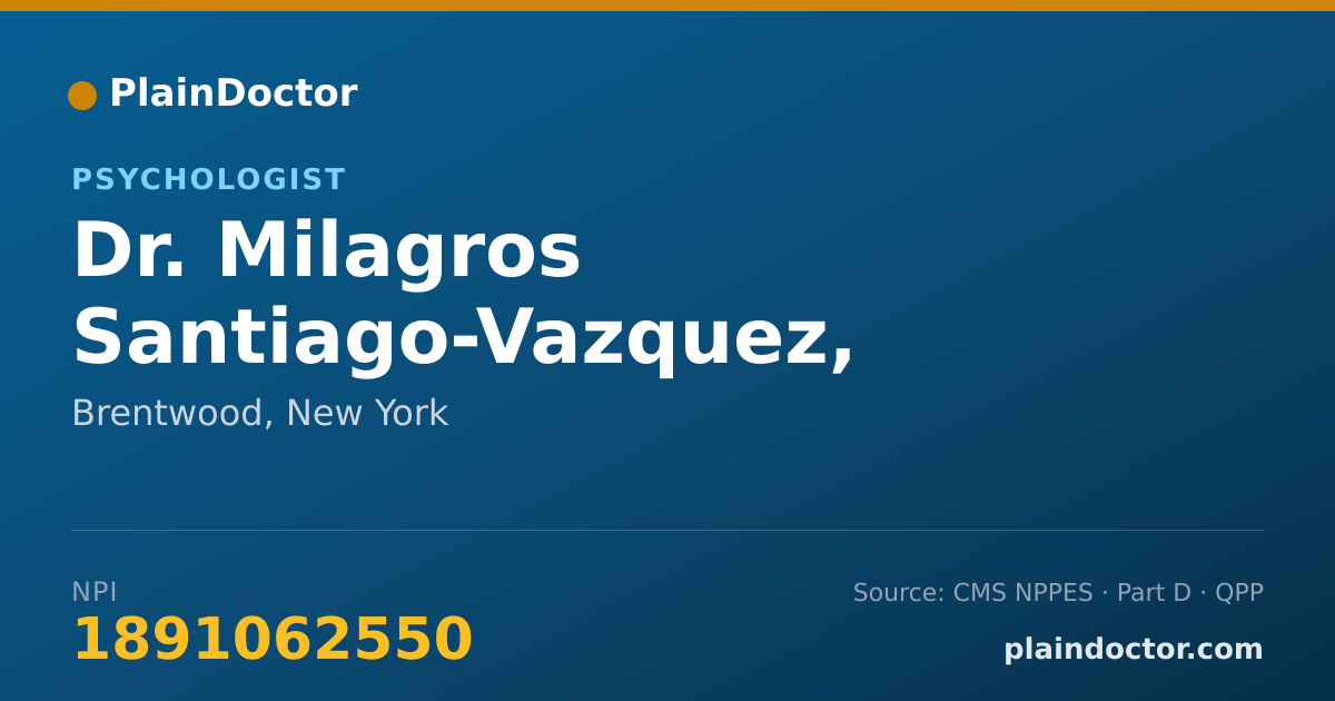 Shareable card for Milagros Santiago-Vazquez, PH.D. - Psychologist, Brentwood, NY