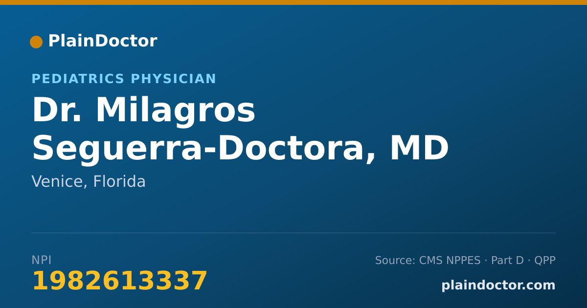 Shareable card for Milagros Seguerra-Doctora, MD - Pediatrics Physician, Venice, FL