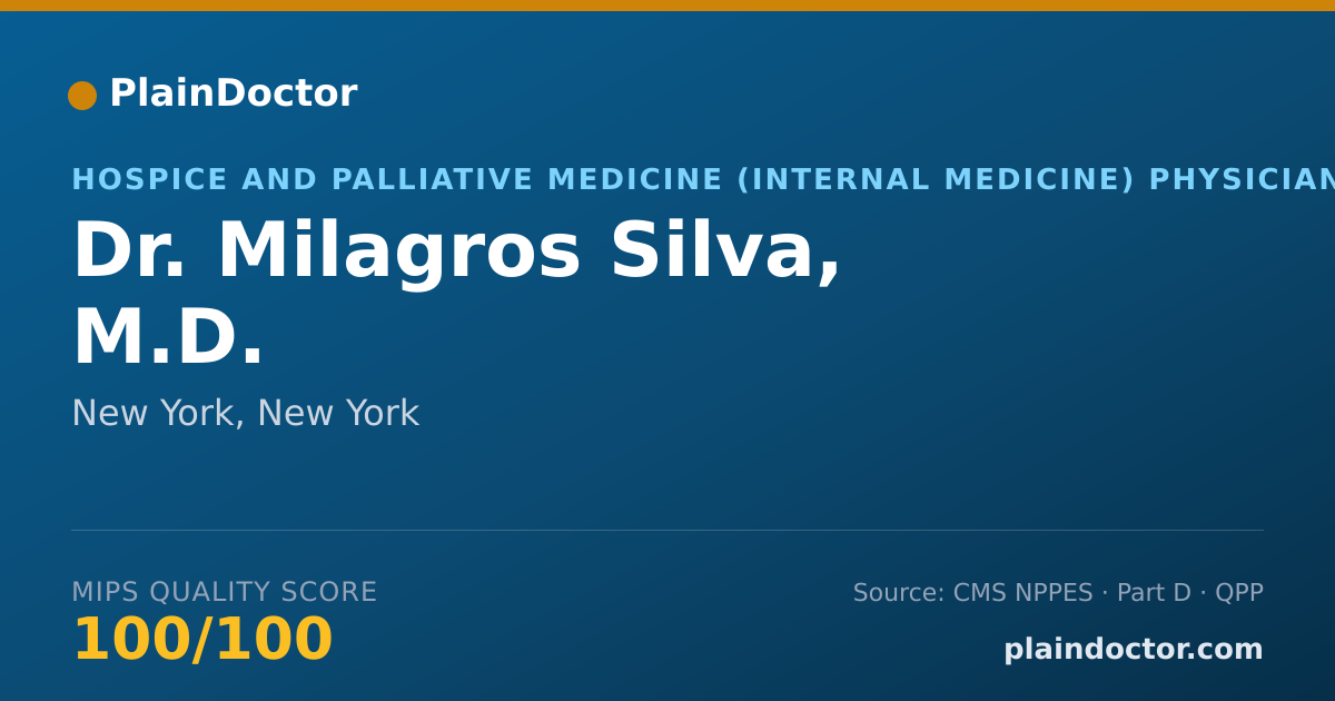 Shareable card for Milagros Silva, M.D. - Hospice and Palliative Medicine (Internal Medicine) Physician, New York, NY
