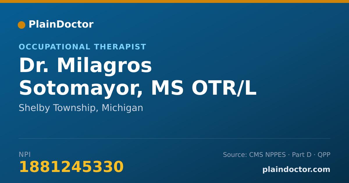 Shareable card for Milagros Sotomayor, MS OTR/L - Occupational Therapist, Shelby Township, MI