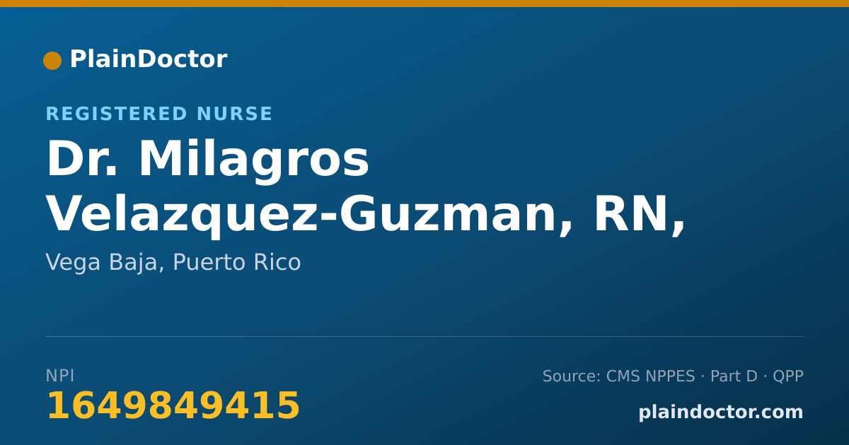 Shareable card for Milagros Velazquez-Guzman, RN, BSN - Registered Nurse, Vega Baja, PR