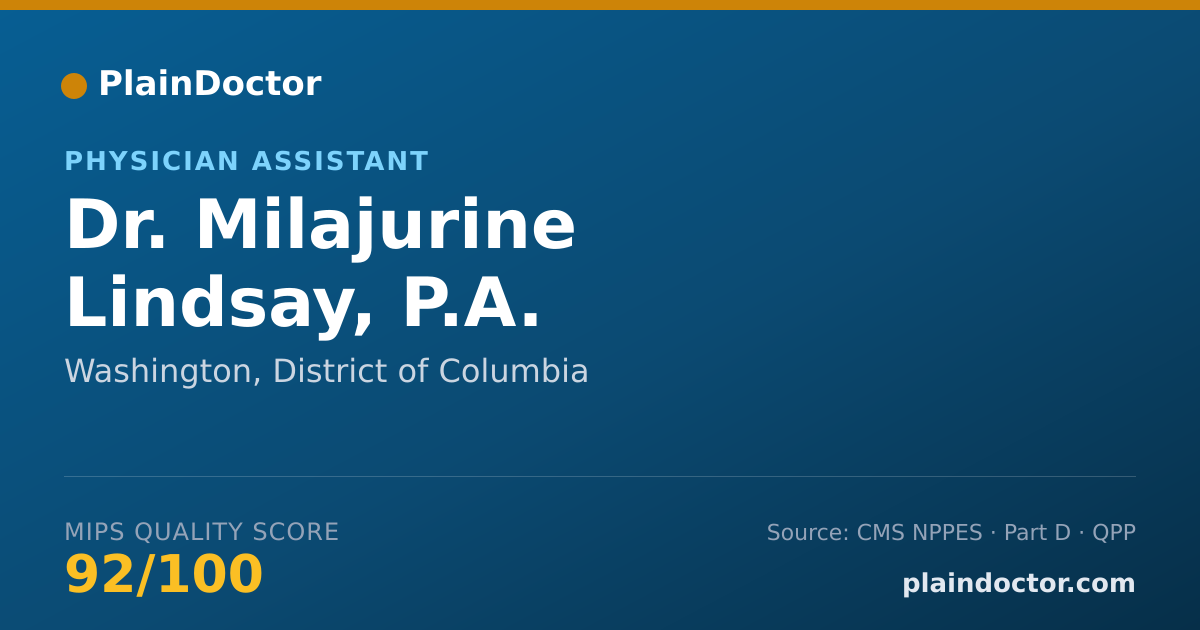 Shareable card for Milajurine Lindsay, P.A. - Physician Assistant, Washington, DC
