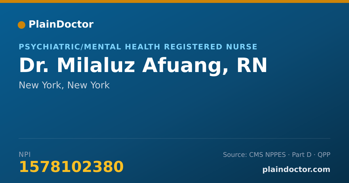 Shareable card for Milaluz Afuang, RN - Psychiatric/Mental Health Registered Nurse, New York, NY