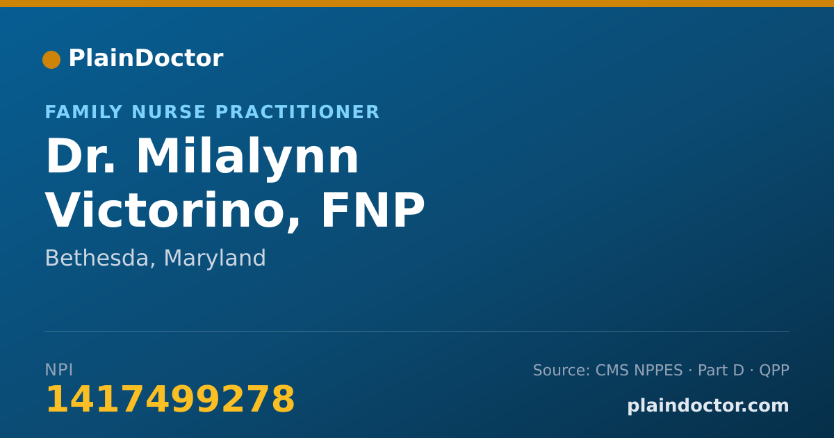Shareable card for Milalynn Victorino, FNP - Family Nurse Practitioner, Bethesda, MD