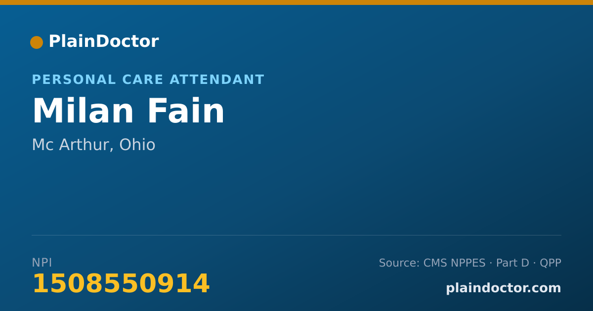 Shareable card for Milan Fain - Personal Care Attendant, Mc Arthur, OH