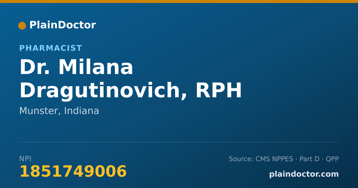 Shareable card for Milana Dragutinovich, RPH - Pharmacist, Munster, IN
