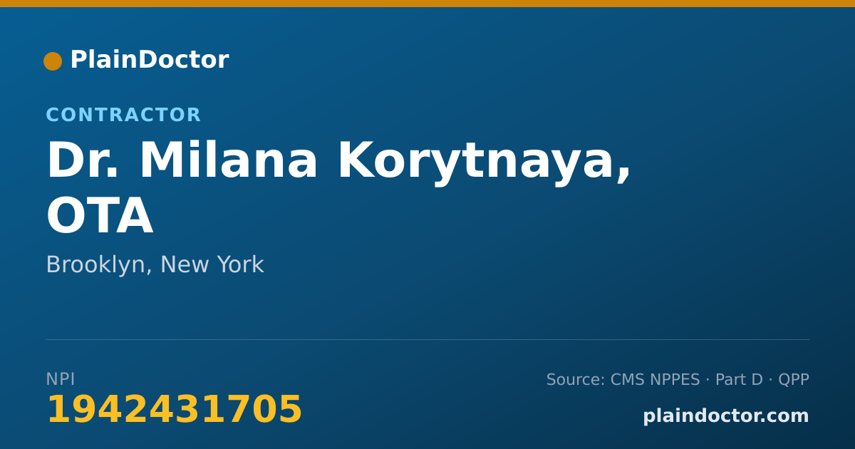 Shareable card for Milana Korytnaya, OTA - Contractor, Brooklyn, NY