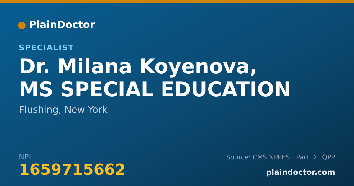 Shareable card for Milana Koyenova, MS SPECIAL EDUCATION - Specialist, Flushing, NY