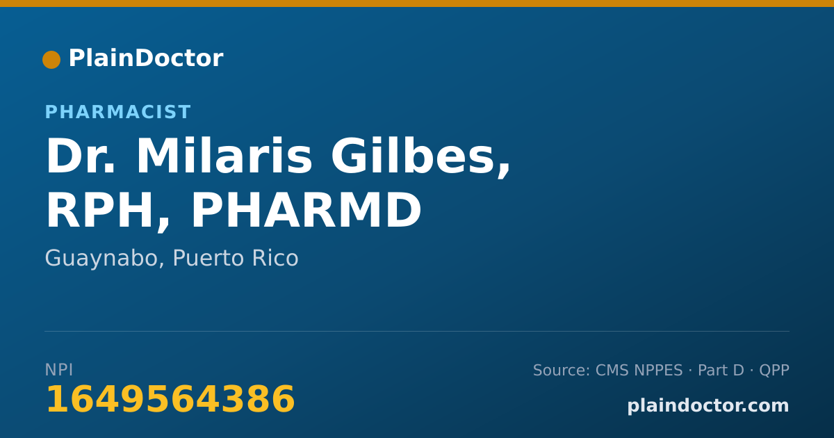 Shareable card for Milaris Gilbes, RPH, PHARMD - Pharmacist, Guaynabo, PR