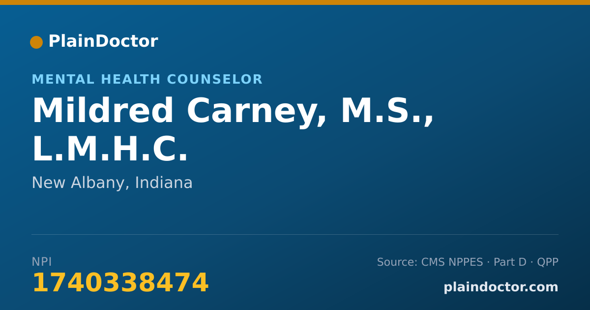 Shareable card for Mildred Carney, M.S., L.M.H.C. - Mental Health Counselor, New Albany, IN