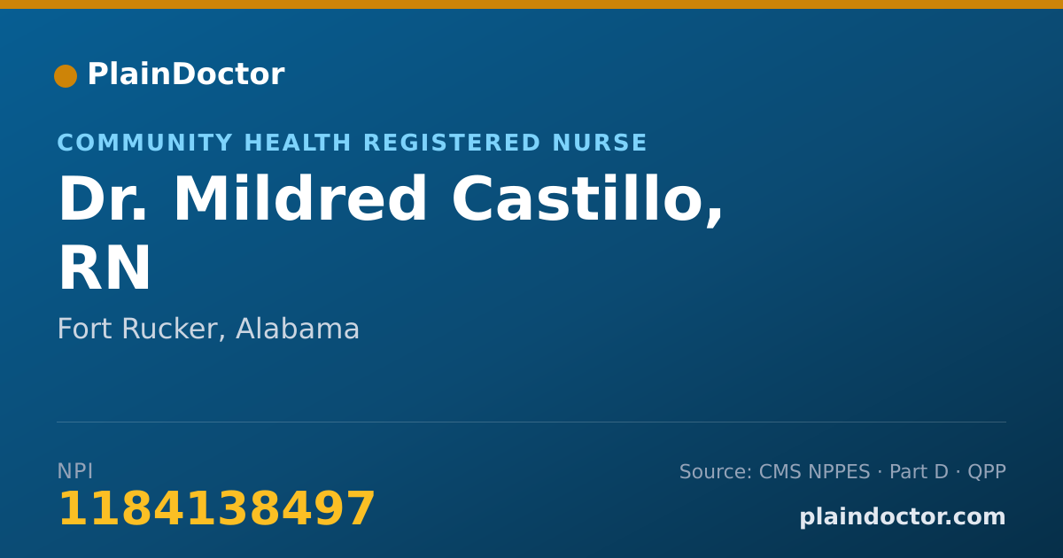 Shareable card for Mildred Castillo, RN - Community Health Registered Nurse, Fort Rucker, AL