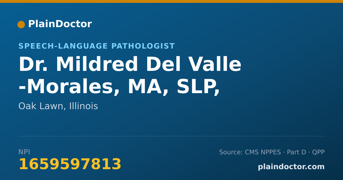 Shareable card for Mildred Del Valle -Morales, MA, SLP, CCC, L - Speech-Language Pathologist, Oak Lawn, IL